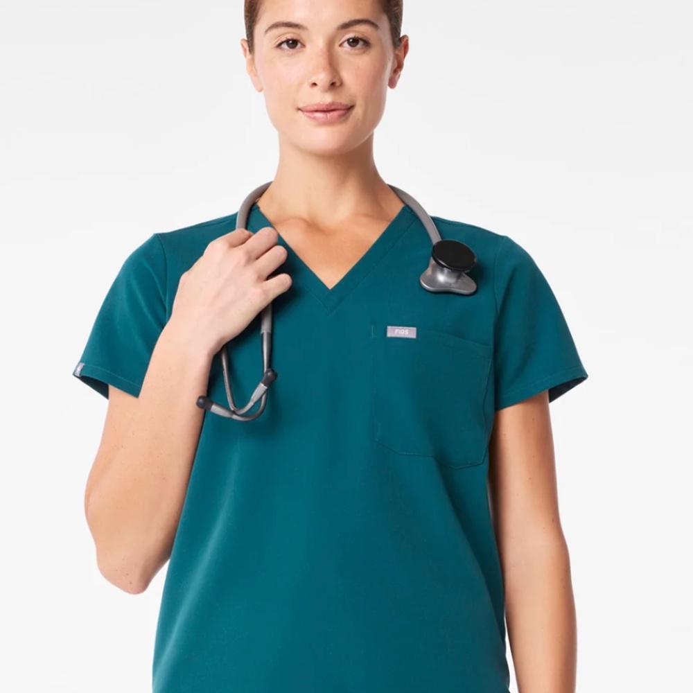 Figs Catarina Caribbean Blue Scrub Top - S